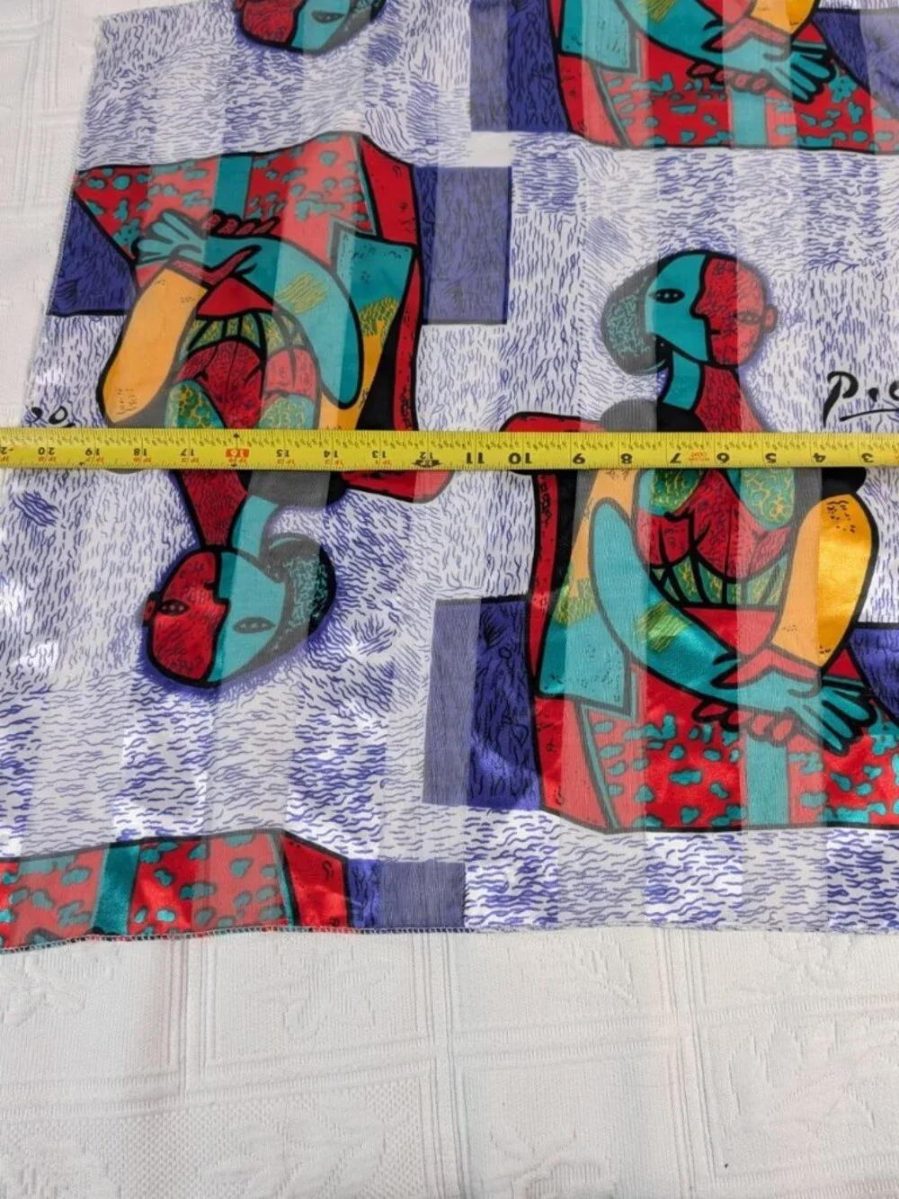 Vtg Picasso Print Scarf Abstract Portrait Art to Wear Korea silk feel polyester